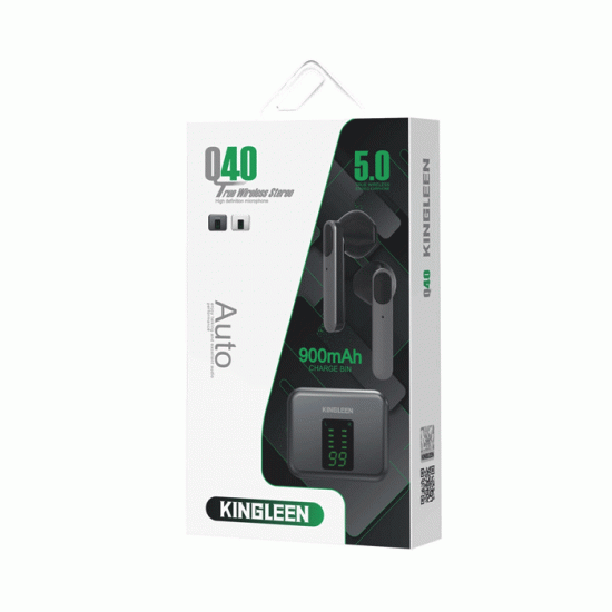 KINGLEEN Q40 Ακουστικά Ασύρματα Bluetooth 5.0 TWS FAST CHARGING HIGH QUALITY WIRELESS EARPHONES με θήκη φόρτισης - Χρώμα: Λευκό 