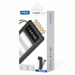 PZX C162 Power Bank με 2 Θύρες USB-A και 1 Θύρα TYPE C 50000mAh - Χρώμα: Μαύρο