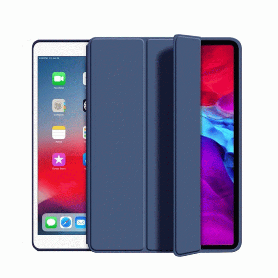Θήκη Slim PD Smart Tri-Fold Cover HQ Με Pen Case για Samsung TAB S7 Plus / S8 Plus / S7 FE - Χρώμα: Σκούρο Μπλε