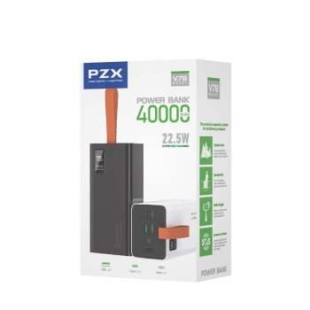 PZX V78 Power Bank 22.5W Fast Charging 40000mAh - Color: Black  