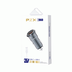 PZX Φορτιστής Αυτοκινήτου / Car Charger C960 38W MAX Με Θύρα USB Και TYPE C 5V/3A Με Καλώδιο USB Σε Lightning - Χρώμα: Μαύρο 