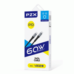 PZX V202C Καλώδιο Φόρτισης και Μεταφοράς Δεδομένων 2M / Charging And DATA CABLE Type-C ΣΕ Type-C PD60W - Χρώμα: Μαύρο