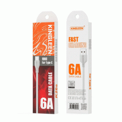 KINGLEEN K26s Καλώδιο Φόρτισης και Μεταφοράς Δεδομένων 1M / Charging And DATA CABLE USB Σε Type-C 6A - Χρώμα: Λευκό 