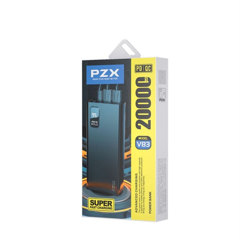 PZX V83 Power Bank 22.5W Fast Charging 20000mAh - Color: Black  