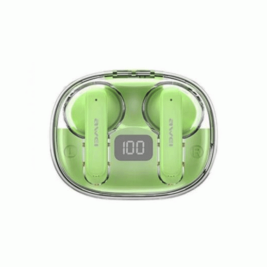 AWEI T86 Ακουστικά Ασύρματα Bluetooth TWS Noise Cancelling Earphones Wireless Earbuds με θήκη φόρτισης Χρώμα : Ανοιχτό Πράσινο