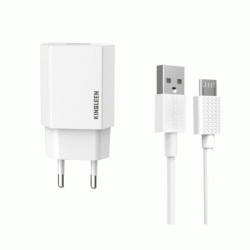 KINGLEEN E06 Φορτιστής κινητού / Mobile Charger με 2 Θύρες USB-A Και Καλώδιο USB Σε Micro - Χρώμα: Λευκό 