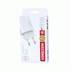 KINGLEEN E06 Φορτιστής κινητού / Mobile Charger με 2 Θύρες USB-A - Χρώμα: Λευκό  