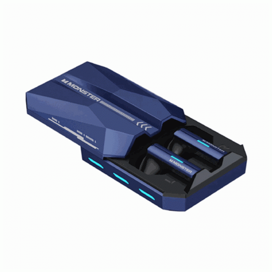 Monster XKT11 TWS Gaming Earbud High Quality Bluetooth Earphones Ακουστικά με Θήκη Φόρτισης - Χρώμα : Σκούρο Μπλε