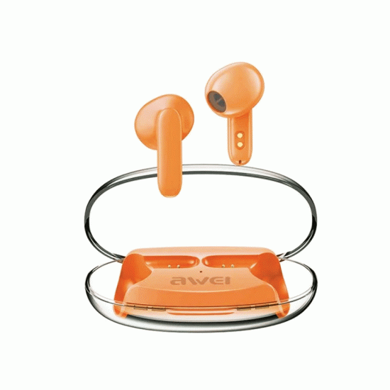 AWEI T85 Ακουστικά Ασύρματα Bluetooth HiFI STEREO BASS TWS Earphones Wireless Earbuds με θήκη φόρτισης Χρώμα : Πορτοκαλί
