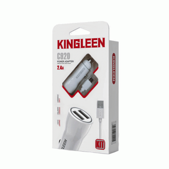 KINGLEEN Φορτιστής Αυτοκινήτου / Car Charger C920 με Δύο Θύρες USB Και Καλώδιο Φόρτισης USB Σε MICRO 2.4A - Χρώμα: Λευκό