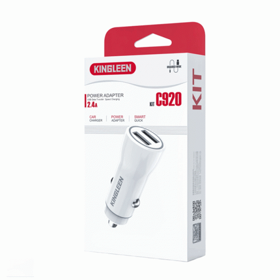 KINGLEEN Φορτιστής Αυτοκινήτου / Car Charger C920 με Δύο Θύρες USB 2.4A - Χρώμα: Λευκό 
