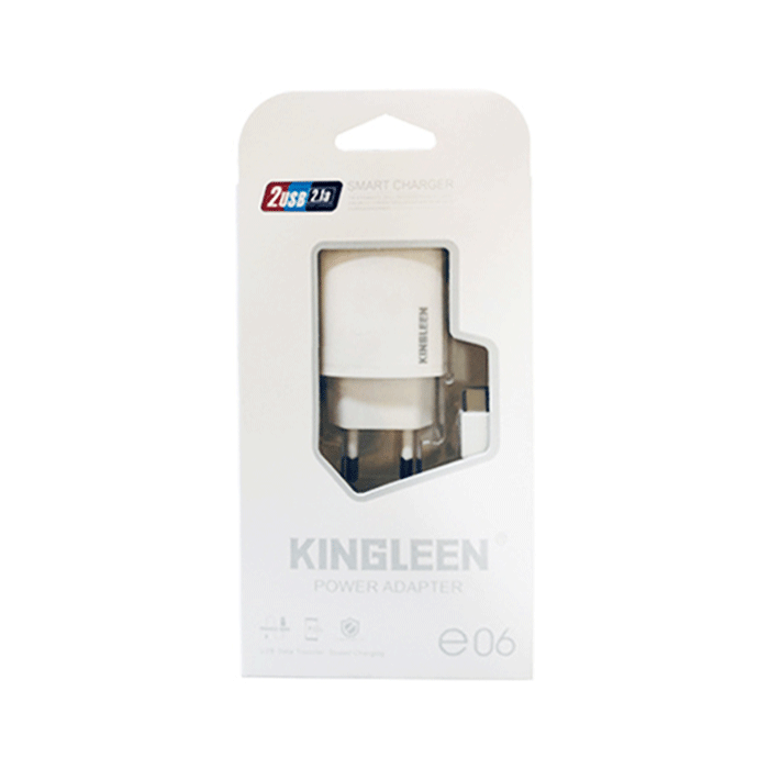 KINGLEEN E06 Mobile Charger With 2 USB-A Ports And Cable USB To Type-C - Color: White 