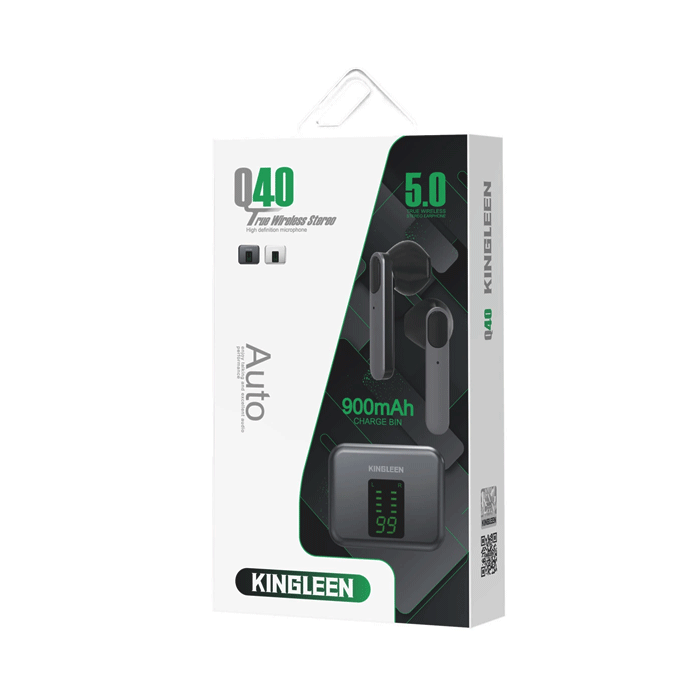 KINGLEEN Q40 Bluetooth 5.0 TWS FAST CHARGING HIGH QUALITY WIRELESS EARPHONES With Charging Case - Color: White 