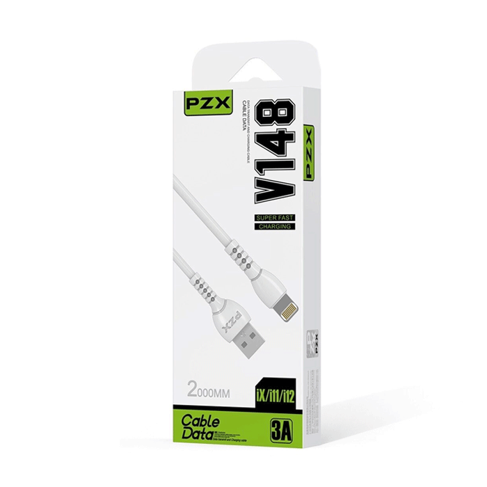 PZX V148 Charging And DATA 2M CABLE USB Το Lightning 3A - Color: White