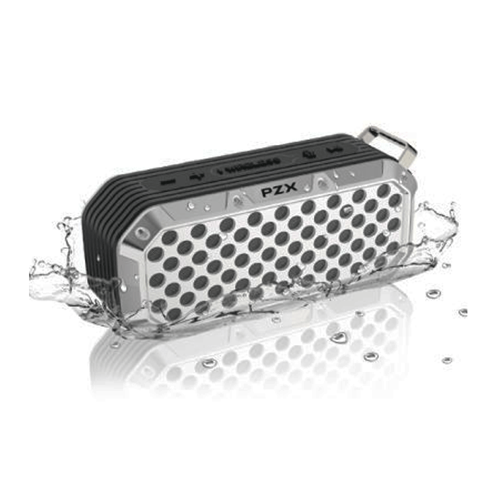 PZX P200 Bluetooth Speaker 5.0 Wireless Portable Waterproof With Aux/TF/U Disk/FM - Color: Silver