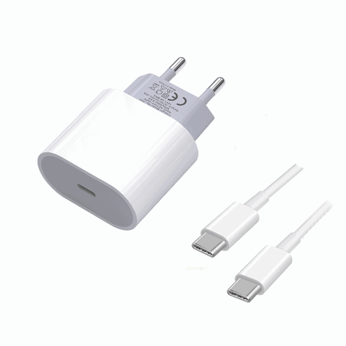 PZX P43 Mobile Charger PD 20W With 1 Type-C Port And Cable Type-C To Type-C - Color: White