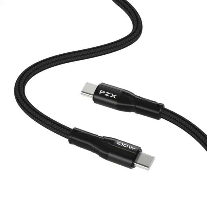 PZX V187 Charging And DATA 2M CABLE Type-C Το Type-C 100W - Color: Black 