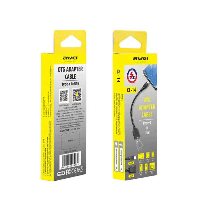 AWEI CL-14 Charging Data Cable USB-A TO TYPE-C 1Μ Color : Black