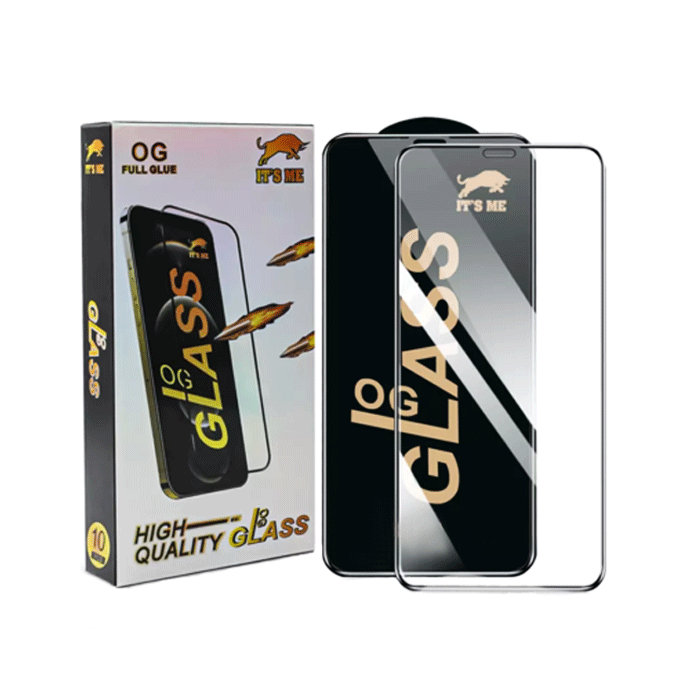 Screen Protector OG Full Glass Full Glue Tempered Glass For Xiaomi Redmi 10C / 12C / Poco C40 / Poco C55 - Color: Black