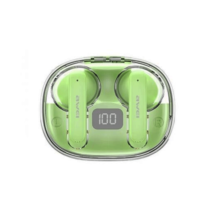 AWEI T86 Bluetooth TWS Noise Cancelling Earphones Wireless Earbuds With Charging Case Color : Light Green