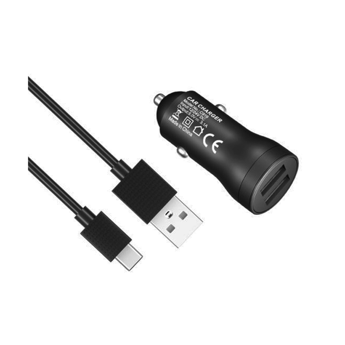 KINGLEEN C919 Car Charger 2 USB Ports 3.1A And USB TO TYPE C Cable 15W - Color: Black  