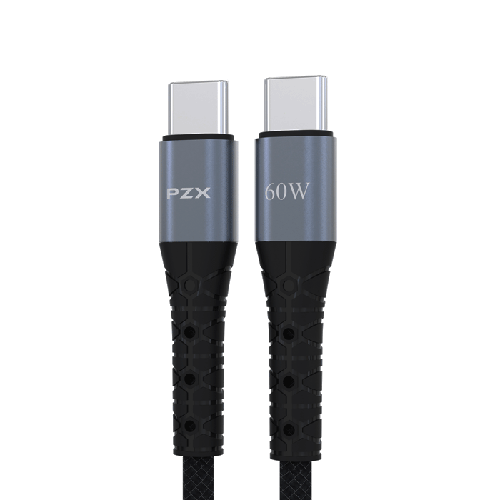 PZX V201C Charging And DATA 1M CABLE Type-C To Type-C PD60W - Color: Black