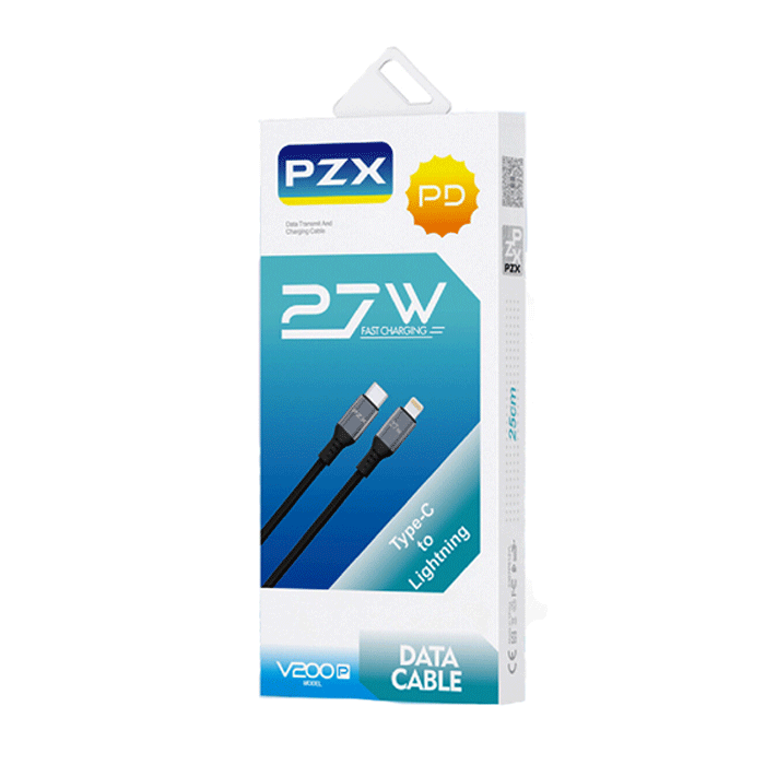 PZX V201P Charging And DATA 1M CABLE Type-C To Lightning PD27W - Color: Black