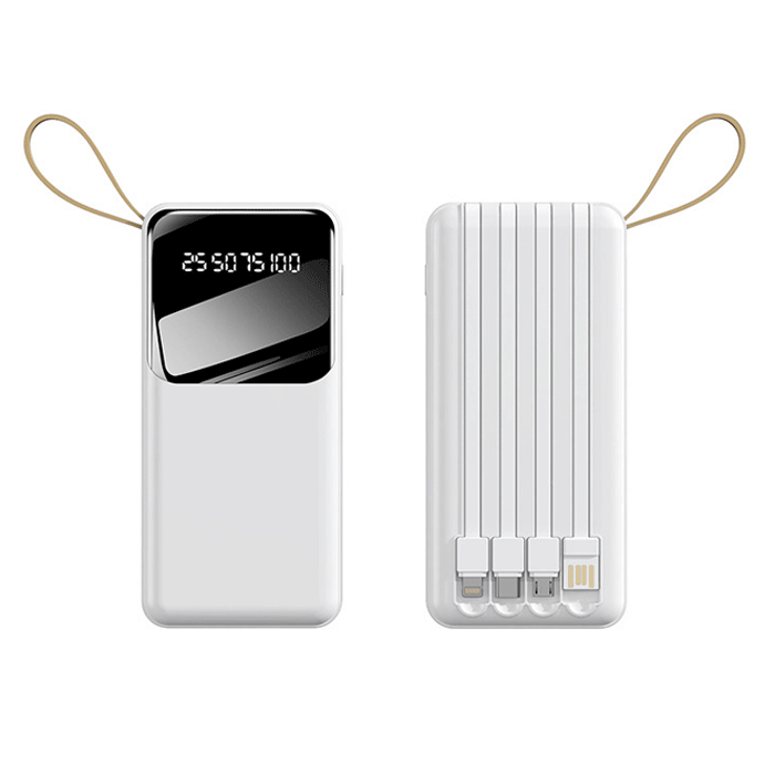 KINGLEEN G12 Built In 4 Cables Power Bank Fast Charging 10000mAh - Χρώμα: Άσπρο