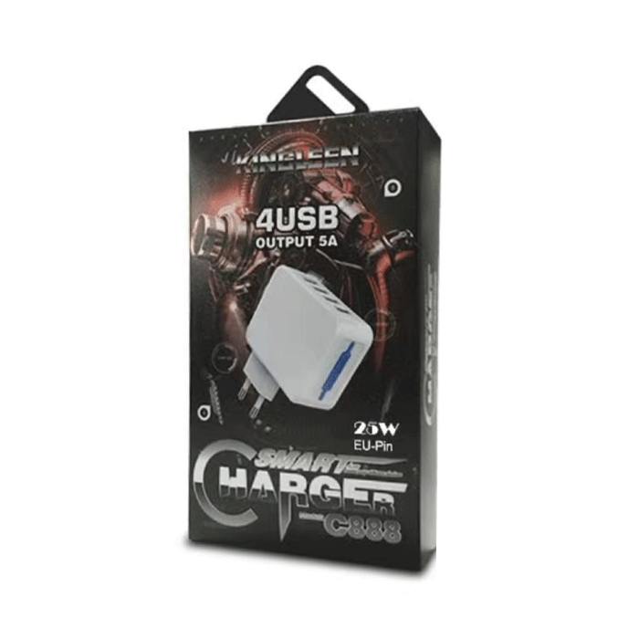 Kingleen C888 Φορτιστής κινητού / Mobile Charger με 4 Θύρες USB-A 25W - Χρώμα: Λευκό