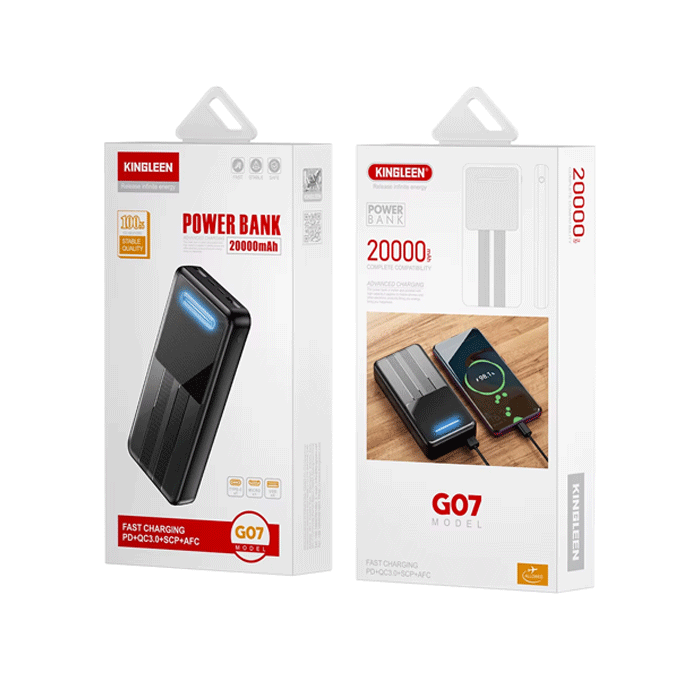 KINGLEEN G07 Power Bank Fast Charging 20000mAh - Χρώμα: Μαύρο