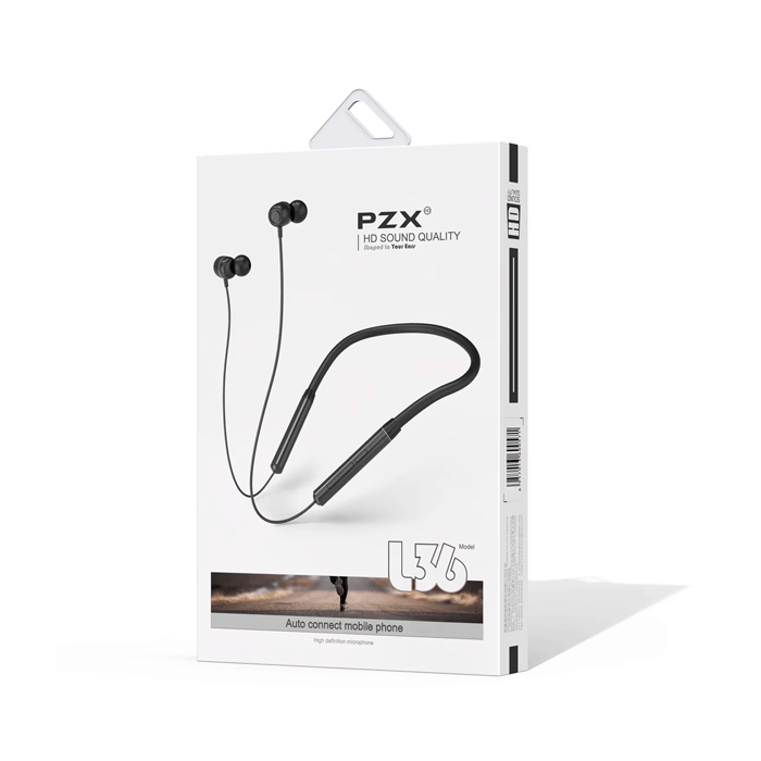 PZX L36 Ασύρματα Ακουστικά / In-ear Wireless Bluetooth Neckband 10mm Χρώμα : Μαυρο