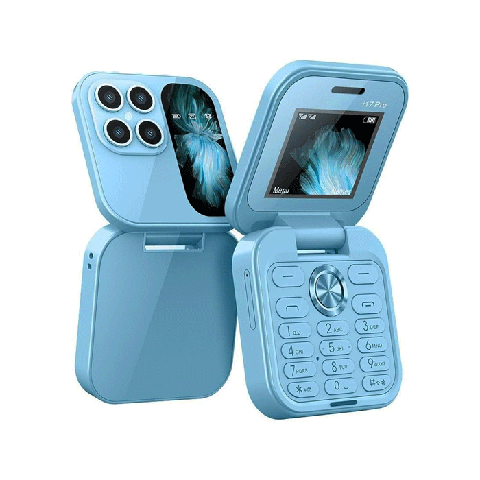 I17 Pro Μίνι Κινητό Tηλέφωνο Αναδιπλούμενο 2 κάρτες SIM και με ραδιόφωνο - Χρώμα : Μπλε