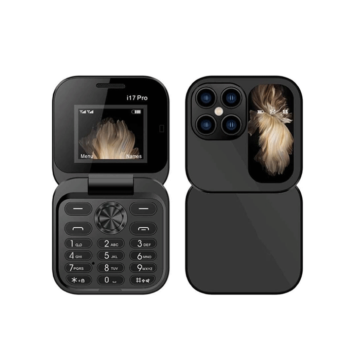 I17 Pro Μίνι Κινητό Tηλέφωνο Αναδιπλούμενο 2 κάρτες SIM και με ραδιόφωνο - Χρώμα : Μαυρο