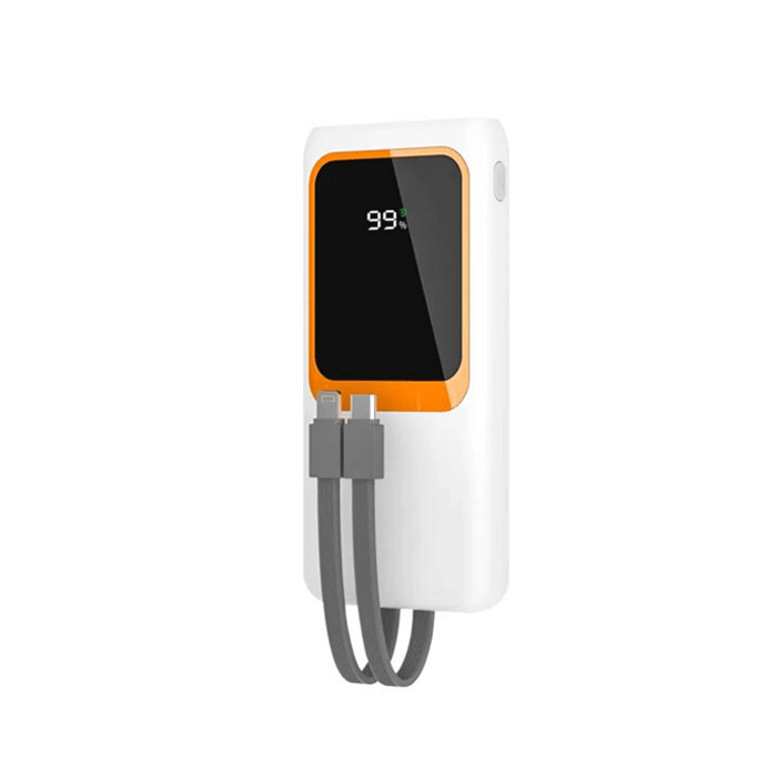 PZX V26 Power Bank 22.5W Fast Charging 10000mAh With 1 Cable Type-C And 1 Cable Lightning - Color : White