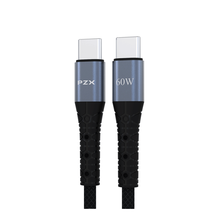 PZX V202C Charging And DATA 2M CABLE Type-C To Type-C PD60W - Color: Black 
