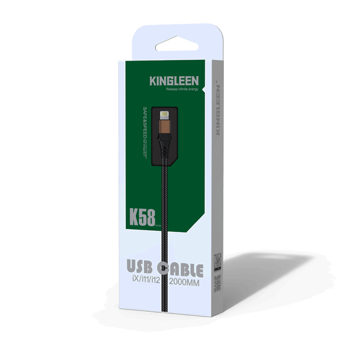 KINGLEEN K58 Charging And DATA 2M CABLE USB To Lightning 2.1A - Color: Black  