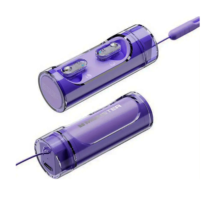 Monster XKT13 Earbud Bluetooth Wireless With Charging Case - Color : Purple