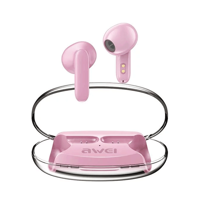 AWEI T85 Bluetooth TWS Earphones Wireless Earbuds With Charging Case Color : Pink