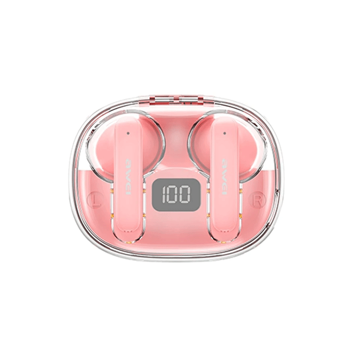 AWEI T86 Bluetooth TWS Noise Cancelling Earphones Wireless Earbuds With Charging Case Color : Pink