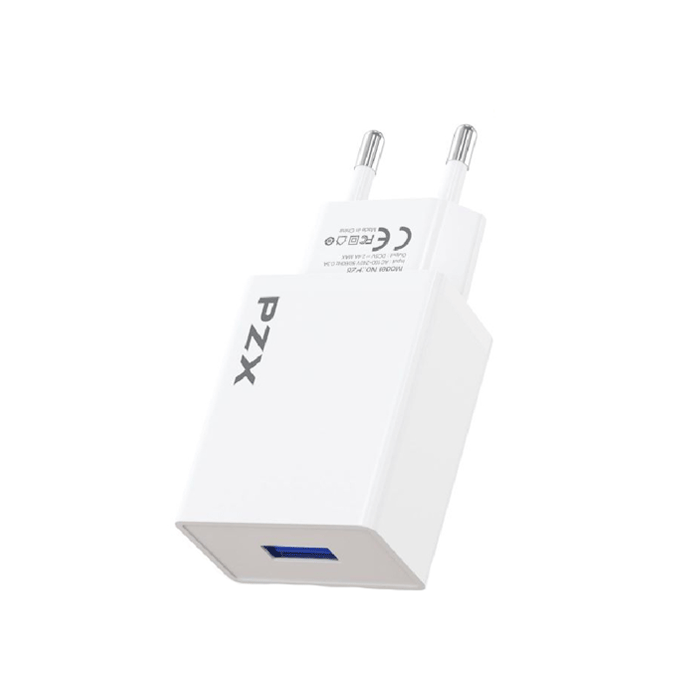 PZX P28 Charger With 1 Port USB 2.4A - Color: White