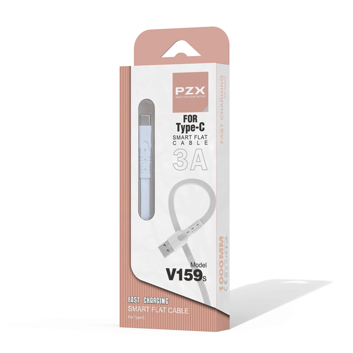 PZX V159S Charging And DATA 1M CABLE USB Το Type-C 3A - Color: White