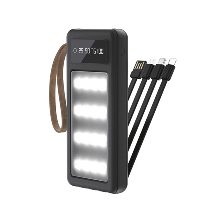 PZX C160 Power Bank With 2 USB-A Ports and 1 TYPE C Port 20000mAh - Color: Black